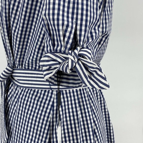 CALVIN KLEIN SIZE 12 PETITE BLUE & WHITE FIT & FLARE GINGHAM MAXI DRESS - Picture 11 of 16